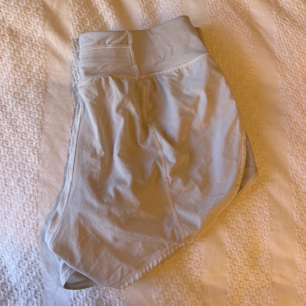 White Lulu lemon shorts